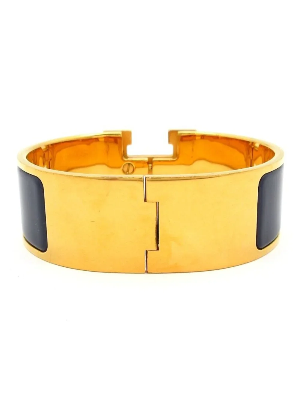 Hermes Bangle Clic Clac Gold Dark Navy Bracelet